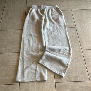 Heather Grey Wide Leg Fleece Sweatpants High Waisted Lounge Pants Size M